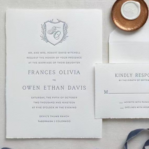 Letterpress Wedding Invitation, Embossed Wedding Card, Engagement Invite