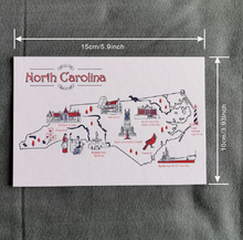 Load image into Gallery viewer, Letterpress drawing map postcards-NC
