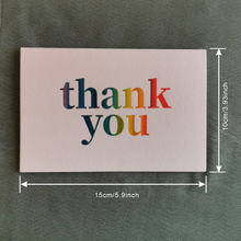 Load image into Gallery viewer, letterpress Rainbow color thank you card
